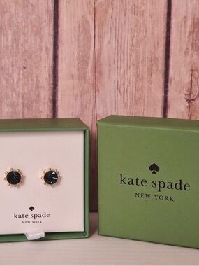kate spade gold-tone stud earrings with navy stones